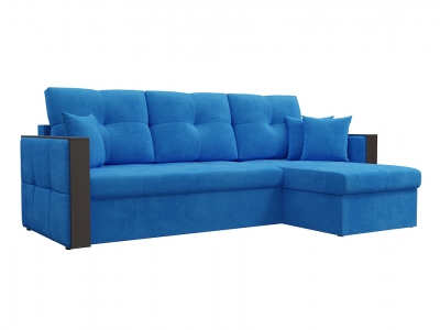 Угловой диван Валенсия (велюр голубой)